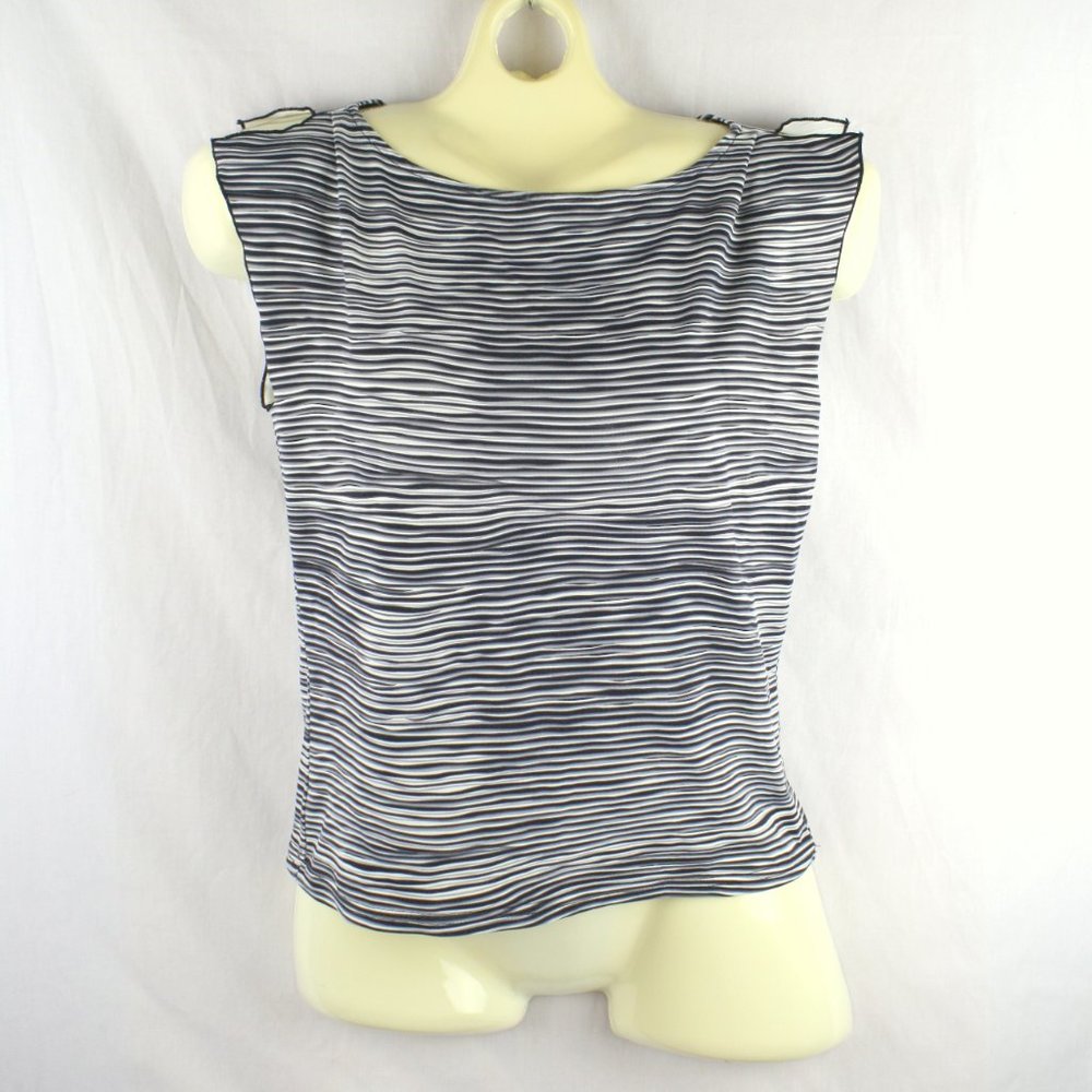 Black and White Striped Sleeveless Top The Limited Jersey Knit